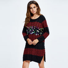 women-knit-sweater-dress-striped-contrast-twist-pullover-jumper-sequined-casual-loose-knitwear-red-grey-tricot BBL