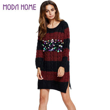 women-knit-sweater-dress-striped-contrast-twist-pullover-jumper-sequined-casual-loose-knitwear-red-grey-tricot BBL
