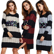 women-knit-sweater-dress-striped-contrast-twist-pullover-jumper-sequined-casual-loose-knitwear-red-grey-tricot BBL