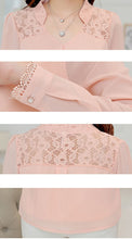 Women Lace Chiffon Blouse Shirt Plus Size Casual Hollow Women Blouses Shirts Long-Sleeved Tops Work Office Shirts GV258