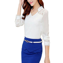 Women Lace Chiffon Blouse Shirt Plus Size Casual Hollow Women Blouses Shirts Long-Sleeved Tops Work Office Shirts GV258
