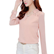 Women Lace Chiffon Blouse Shirt Plus Size Casual Hollow Women Blouses Shirts Long-Sleeved Tops Work Office Shirts GV258