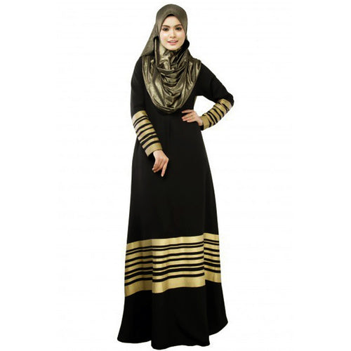 women-muslim-maxi-dress-stripe-zipper-long-sleeves-abaya-kaftan-islamic-robe-xl-long-dress-orange-black-islamic-clothing BBL