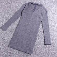 Women Sexy Slim Package Hip Clubwear Bandage Mini Dress Hollow Out V-neck Long Sleeve Bodycon Vestidos M0609