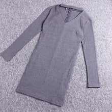 Women Sexy Slim Package Hip Clubwear Bandage Mini Dress Hollow Out V-neck Long Sleeve Bodycon Vestidos M0609