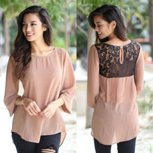 Women Solid Color Chiffon Blouse Shirts O-neck Long Sleeve Button Lace Chiffon Shirts Blusas Casual Loose Blouses M0405