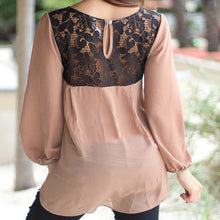 Women Solid Color Chiffon Blouse Shirts O-neck Long Sleeve Button Lace Chiffon Shirts Blusas Casual Loose Blouses M0405