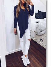 Women Split Blusas Sexy V Neck Irregular Hem Blouses Shirts Ladies Casual Loose Solid Long Sleeve Blouse 5 Colors GV429