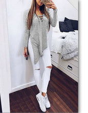 Women Split Blusas Sexy V Neck Irregular Hem Blouses Shirts Ladies Casual Loose Solid Long Sleeve Blouse 5 Colors GV429