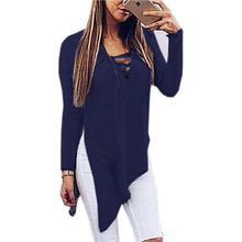 Women Split Blusas Sexy V Neck Irregular Hem Blouses Shirts Ladies Casual Loose Solid Long Sleeve Blouse 5 Colors GV429