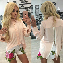 Back Zipper Split Irregular Hem Women Chiffon Blouses Sexy Turn-down Collar Long Sleeve Lady Shirts Tops M0593