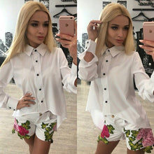 Back Zipper Split Irregular Hem Women Chiffon Blouses Sexy Turn-down Collar Long Sleeve Lady Shirts Tops M0593
