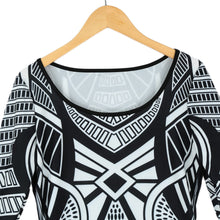 big-discount-women-bodycon-dress-geometry-print-o-neck-three-quarter-sleeve-mini-dresses-club-dress-black BBL