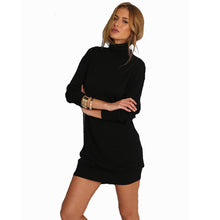 Black Dress Women Turtleneck Slim Hoodies Dress Long Sleeve Casual Dresses For Women Plus Size