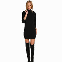 Black Dress Women Turtleneck Slim Hoodies Dress Long Sleeve Casual Dresses For Women Plus Size