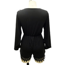 Black Lace Patchwork Women Playsuits And Jumpsuits Sexy Deep V Neck Party Night Club Rompers Womens Jumpsuit Slim Romper