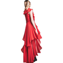 Black Red Sexy Deep V Floor-length Party Dress Cascading Ruffle Chiffon Maxi Dress Women Low Cut Ruffles Long Dress