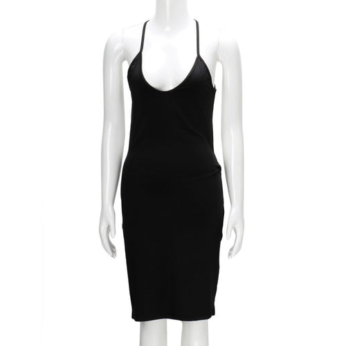 Black Sexy Backless Bandage Dress Club Party Dresses Robe Femme Deep V Neck Back Knot Bodycon Dress Back Open Club Dress