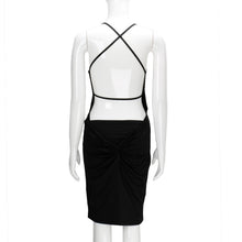 Black Sexy Backless Bandage Dress Club Party Dresses Robe Femme Deep V Neck Back Knot Bodycon Dress Back Open Club Dress