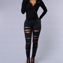 Black White High Waist Skinny Jeans Woman Cut Out Ripped Jeans Sexy Hip Lift Stretch Pencil Pants Jeans Women