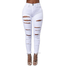 Black White High Waist Skinny Jeans Woman Cut Out Ripped Jeans Sexy Hip Lift Stretch Pencil Pants Jeans Women