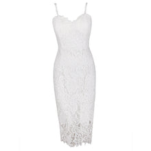 Black White Lace Dress Strap Crochet Party Dresses For Women Hollow Out Sexy Bodycon Dress Slim Mid Dress Plus Size