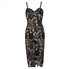Black White Lace Dress Strap Crochet Party Dresses For Women Hollow Out Sexy Bodycon Dress Slim Mid Dress Plus Size