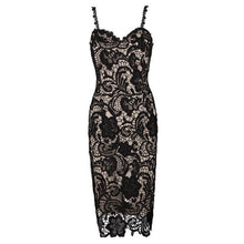 Black White Lace Dress Sexy V Neck Strap Lady Lace Party Dress Slim Pencil Bodycon Dress Floral Crochet Dresses For Women