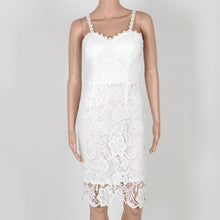 Black White Lace Dress Sexy V Neck Strap Lady Lace Party Dress Slim Pencil Bodycon Dress Floral Crochet Dresses For Women
