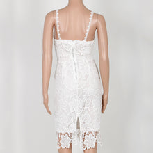 Black White Lace Dress Sexy V Neck Strap Lady Lace Party Dress Slim Pencil Bodycon Dress Floral Crochet Dresses For Women