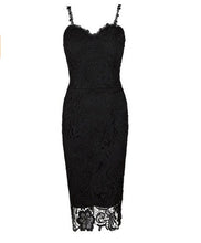 Black White Lace Dress Sexy V Neck Strap Lady Lace Party Dress Slim Pencil Bodycon Dress Floral Crochet Dresses For Women