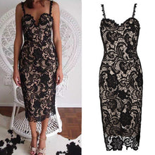 Black White Lace Dress Sexy V Neck Strap Lady Lace Party Dress Slim Pencil Bodycon Dress Floral Crochet Dresses For Women