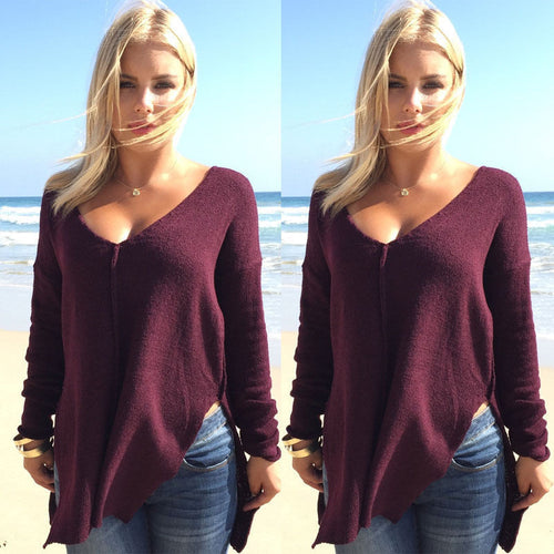 Blusa Shirts Blouses Women Sexy V-neck Loose Casual Long Sleeve Shirts Tops Q0034