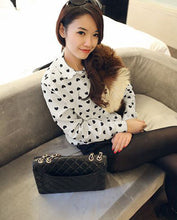 Blusas Femininas Fashion Vintage Women's Shirt Chiffon Love Heart Sweet Black Women Long Sleeve Tops Roupas S M L
