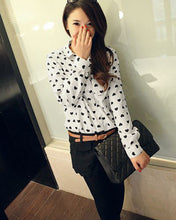 Blusas Femininas Fashion Vintage Women's Shirt Chiffon Love Heart Sweet Black Women Long Sleeve Tops Roupas S M L