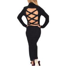 Bodycon Long Maxi Dress Women Turtleneck Back Bandage Office Dress Sexy Club Party Dresses Vestidos 3 Colors GV363