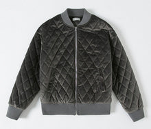 Boyfriend Quilted Letter Embroidery Velvet Thin Padad Jacket Woman Velour Loose Bomber Pilots Jacket Coat Outerwear Gray