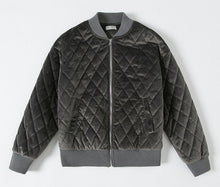 Boyfriend Quilted Letter Embroidery Velvet Thin Padad Jacket Woman Velour Loose Bomber Pilots Jacket Coat Outerwear Gray