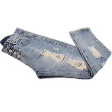 Button Up High Waist Jeans Ripped Hole Boyfriend Jeans For Women Stylish Loose Roll Up Denim Jeans Women