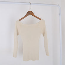 Slash Neck Cashmere Knitted Tops Women Long Sleeve Knitwear Sweater Femme Sexy Slim Tops For Women