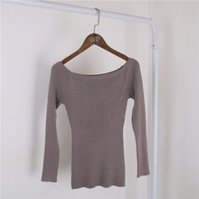 Slash Neck Cashmere Knitted Tops Women Long Sleeve Knitwear Sweater Femme Sexy Slim Tops For Women