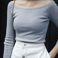 Slash Neck Cashmere Knitted Tops Women Long Sleeve Knitwear Sweater Femme Sexy Slim Tops For Women