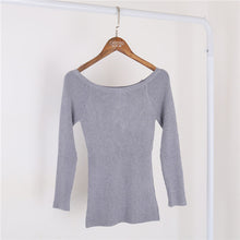 Slash Neck Cashmere Knitted Tops Women Long Sleeve Knitwear Sweater Femme Sexy Slim Tops For Women