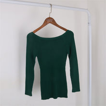 Slash Neck Cashmere Knitted Tops Women Long Sleeve Knitwear Sweater Femme Sexy Slim Tops For Women