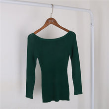 Slash Neck Cashmere Knitted Tops Women Long Sleeve Knitwear Sweater Femme Sexy Slim Tops For Women