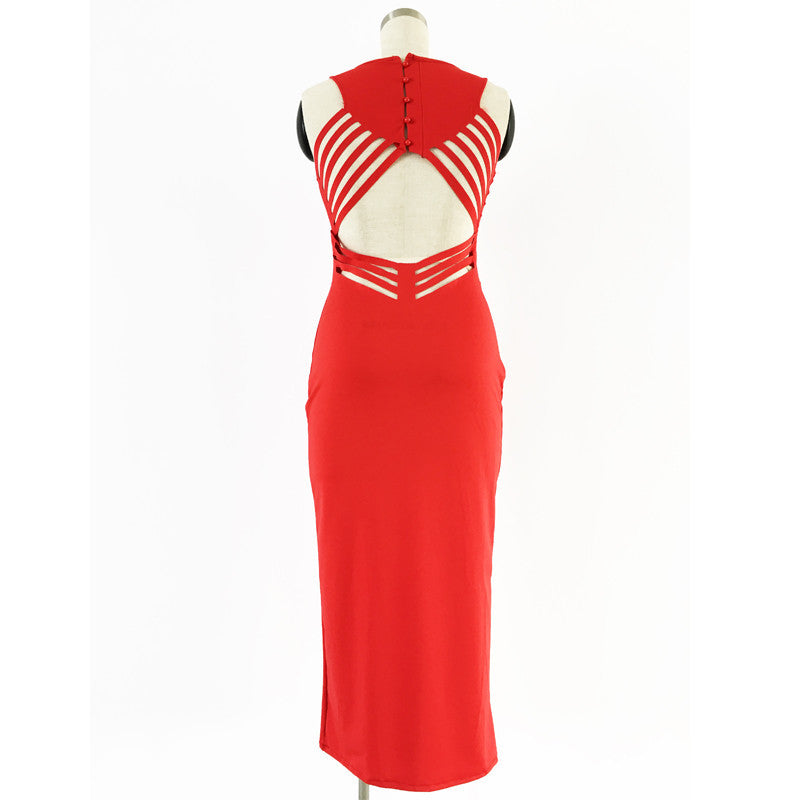 Sexy Backless Hollow Out Party Dress Women V Neck Bodycon Dress Elegant Off Shoulder Maxi Long Dress Robe Femme