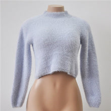 Hairy Turtleneck Sweater Knitted Long Sleeve Crop Top Sweater Women Christmas Sweater Pull Femme