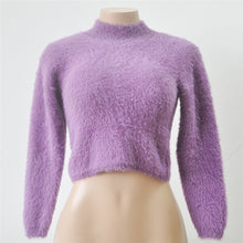 Hairy Turtleneck Sweater Knitted Long Sleeve Crop Top Sweater Women Christmas Sweater Pull Femme