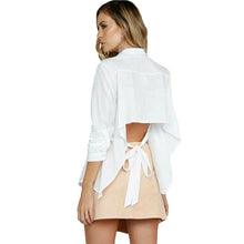 Back Open Blouses Long Sleeve Turn-down Collar Women Blouses And Shirts Casual Blusas Sexy Backless Tops