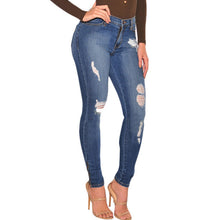 Ripped Jeans Women Blue Washed High Waist Jeans Femme Destroyed Hole Denim Jeans Woman Skinny Pencil Pants